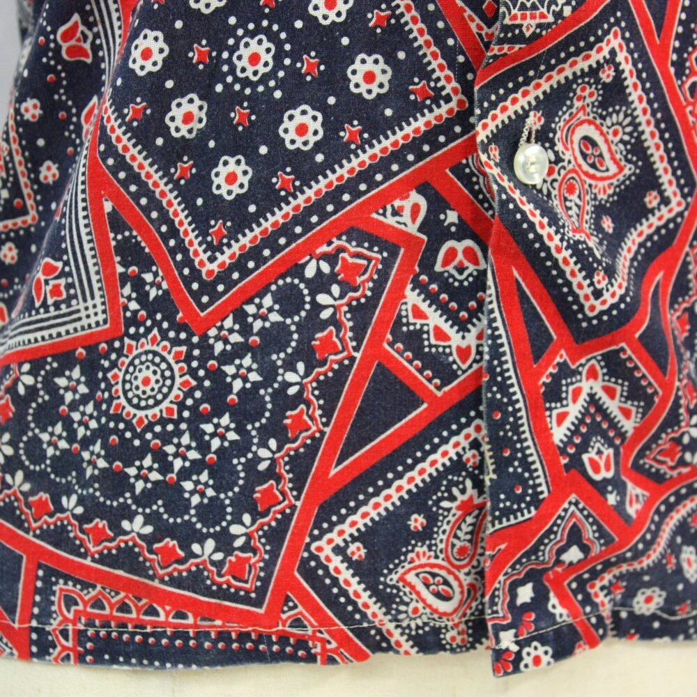 Vintage Sands Point Now Generation Bandana Patchwork Boys Short Sleeve Shirt S M - Picture 4 of 7